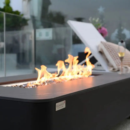 Elementi Fire Valencia Black Marble Porcelain Gas Fire Pit Table   