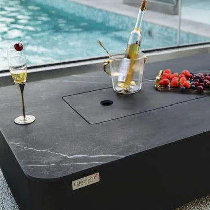 Elementi Fire Valencia Black Marble Porcelain Gas Fire Pit Table   