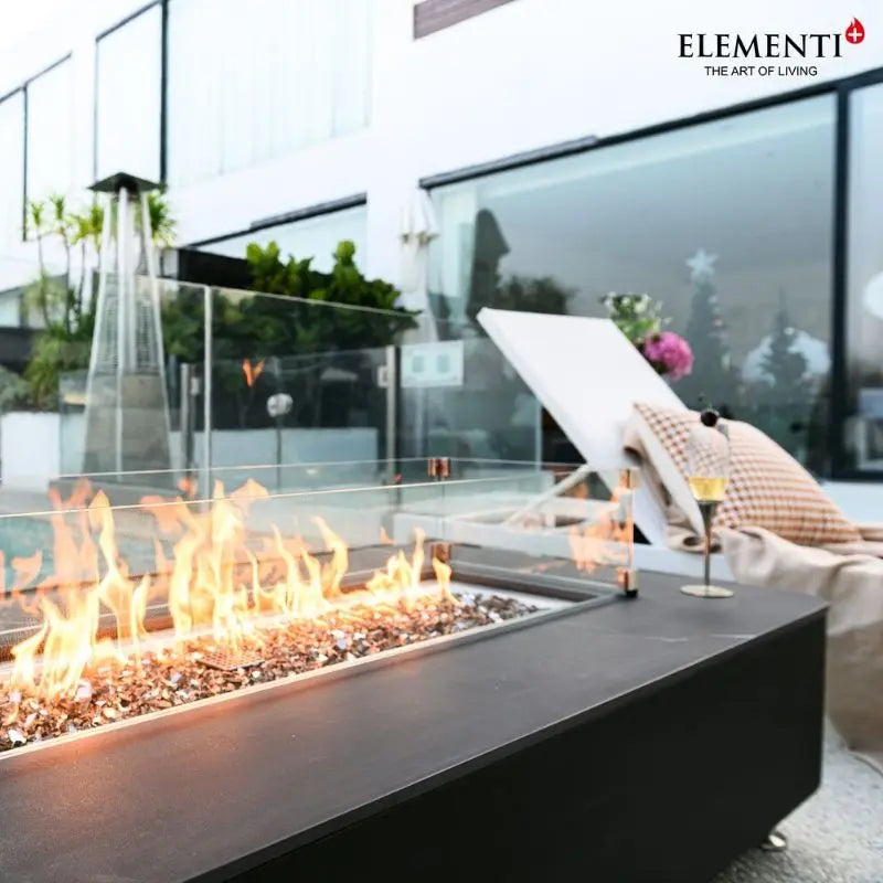 Elementi Fire Valencia Black Marble Porcelain Gas Fire Pit Table   