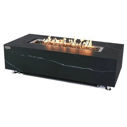 Elementi Fire Varna Black Marble Porcelain Fire Pit Table   