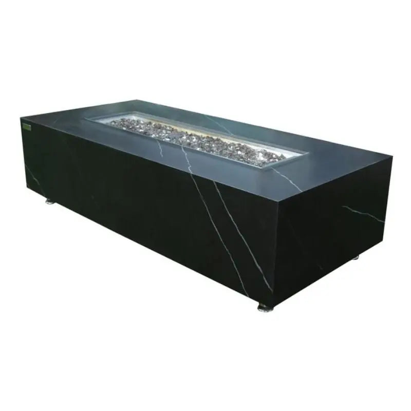 Elementi Fire Varna Black Marble Porcelain Fire Pit Table   