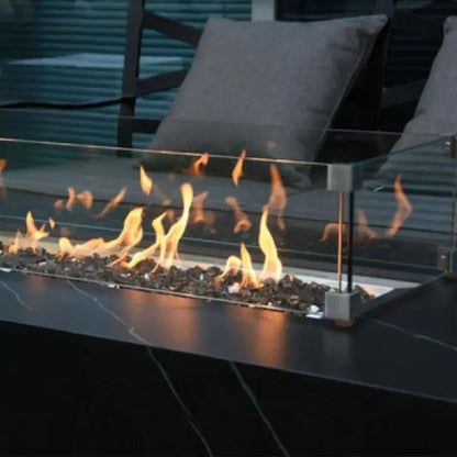 Elementi Fire Varna Black Marble Porcelain Fire Pit Table   