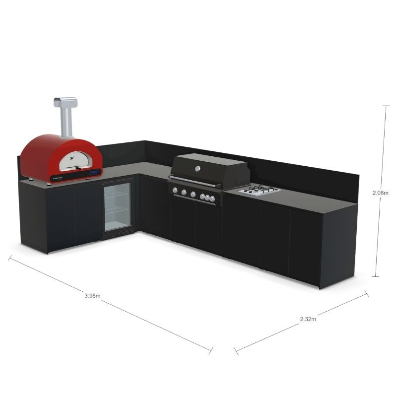 Fontana Ignes Outdoor Kitchen - 5 Burner Grill, Volta 70 Pizza Oven, Hob, Storage and Fridge
