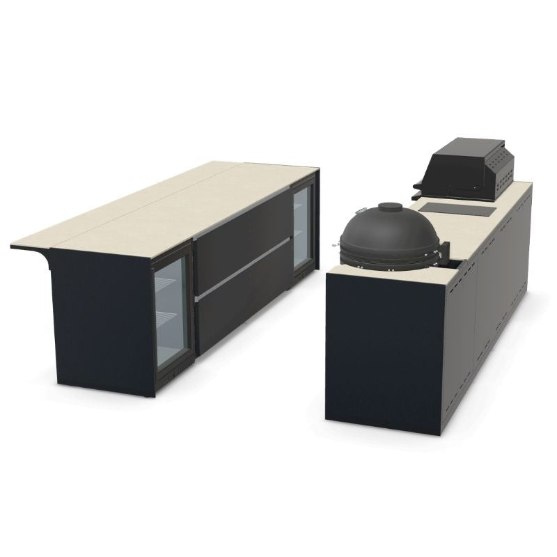 Fontana Ignes Outdoor Kitchen and Bar - 4 Burner Grill, Kamado, Hob, Storage and Refrigeration
