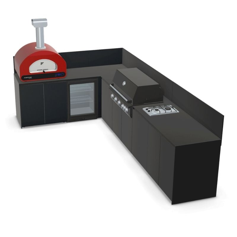 Fontana Ignes Outdoor Kitchen - 5 Burner Grill, Volta 70 Pizza Oven, Hob, Storage and Fridge