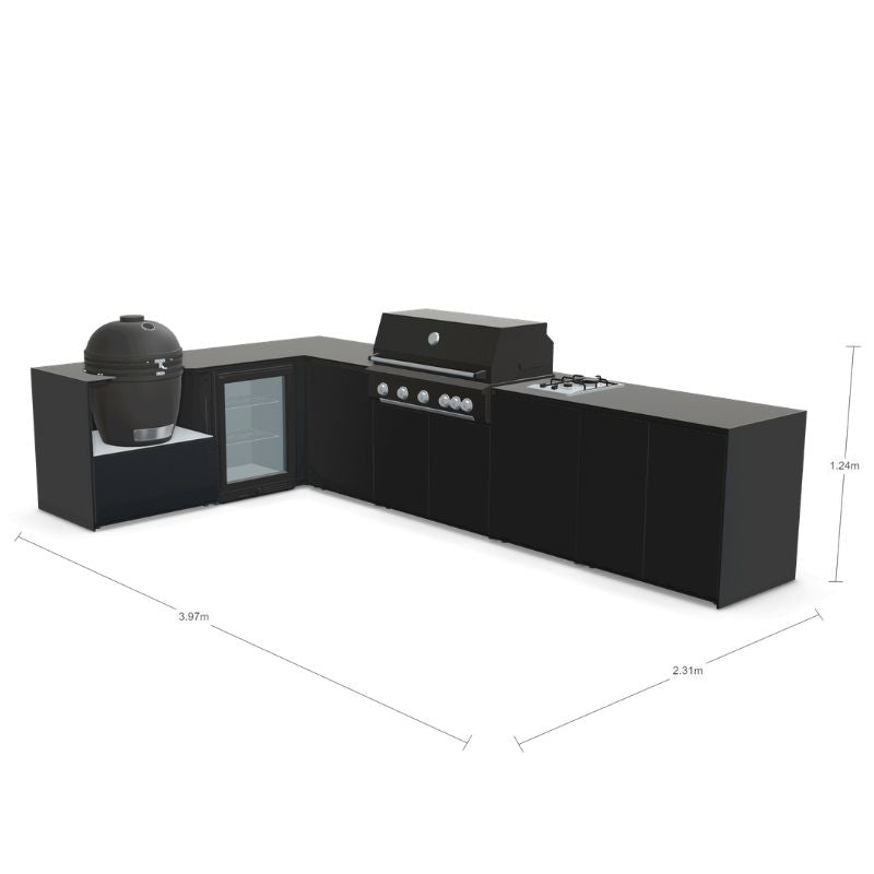 Fontana Ignes Outdoor Kitchen - 5 Burner Grill, Kamado, Hob, Storage and Fridge