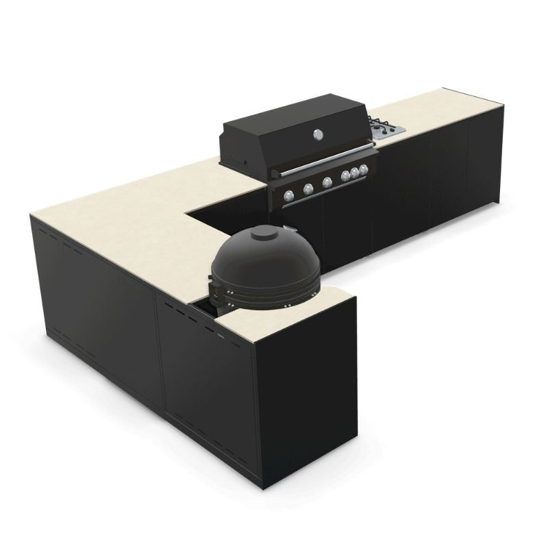 Fontana Ignes Outdoor Kitchen - 5 Burner Grill, Kamado, Hob, Storage and Fridge