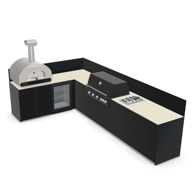 Fontana Ignes Outdoor Kitchen - 5 Burner Grill, Volta 70 Pizza Oven, Hob, Storage and Fridge