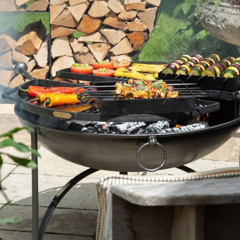 Firepits UK BBQ King 80 Fire Pit with Two Swing Arm BBQ Racks   