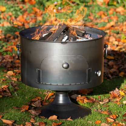 Firepits UK Pete’s Oven 70 Fire Pit With Swing Arm BBQ Rack & Lid   