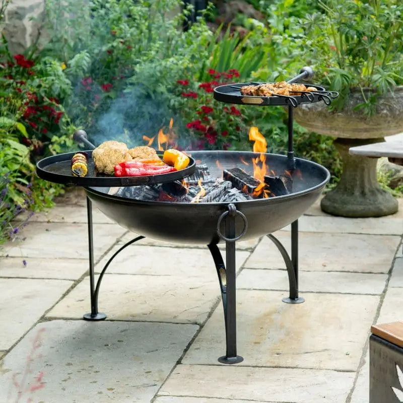 Firepits UK Plain Jane Fire Pit with Swing Arm BBQ Rack   