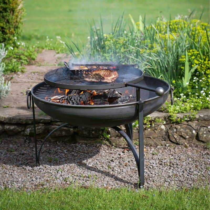 Firepits UK Plain Jane Fire Pit with Swing Arm BBQ Rack   