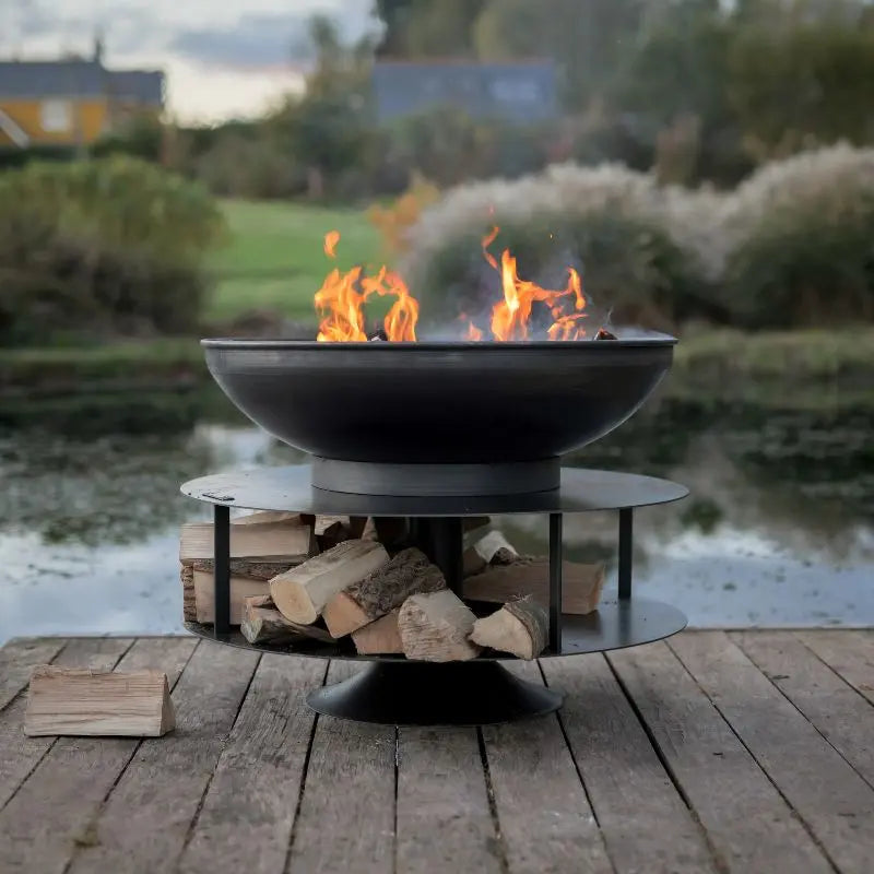 Firepits UK Ring of Logs 90 Fire Pit With Swing Arm BBQ Rack   