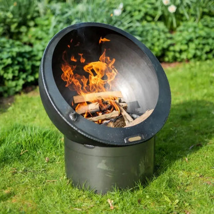 Firepits UK Tilted Sphere 70 Fire Pit With Swing Arm BBQ Rack   