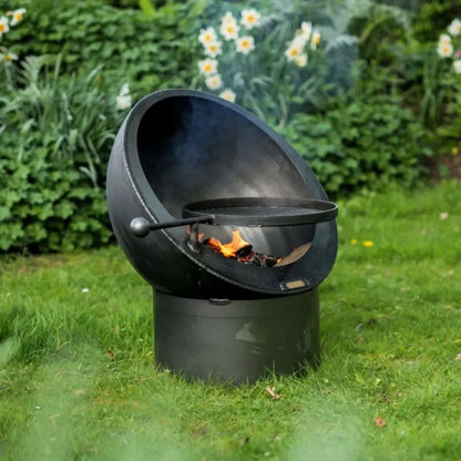 Firepits UK Tilted Sphere 70 Fire Pit With Swing Arm BBQ Rack   