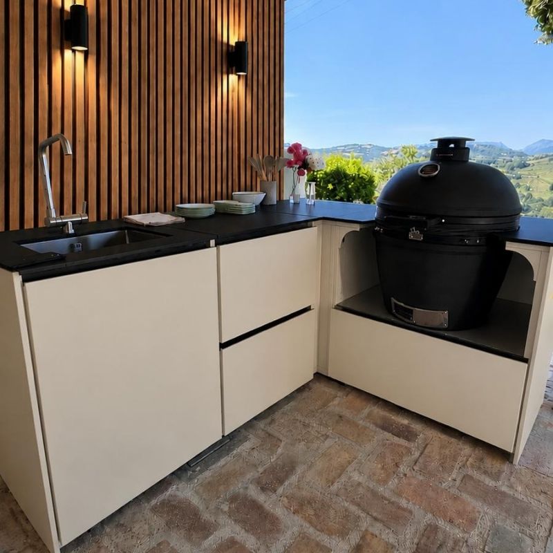 Fontana Ignes Outdoor Kitchen - 5 Burner Grill, Kamado, Hob, Storage and Fridge