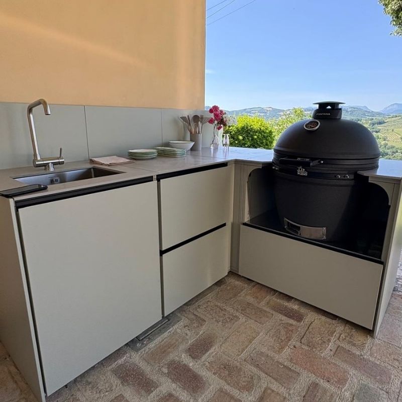 Fontana Ignes Outdoor Kitchen - 4 Burner Grill, Kamado, Storage and Fridge