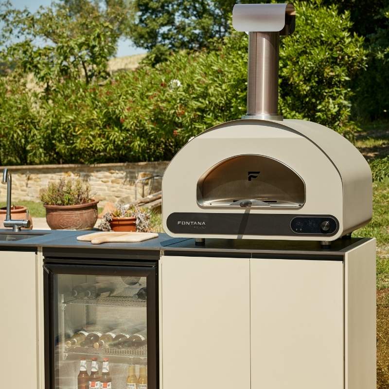 Fontana Ignes Outdoor Kitchen - 5 Burner Grill, Volta 70 Pizza Oven, Hob, Storage and Fridge
