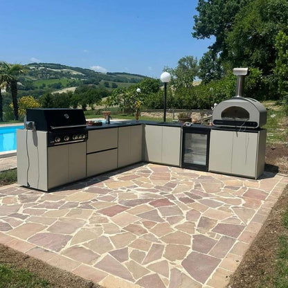 Fontana Ignes Outdoor Kitchen - 5 Burner Grill, Storage and Fridge