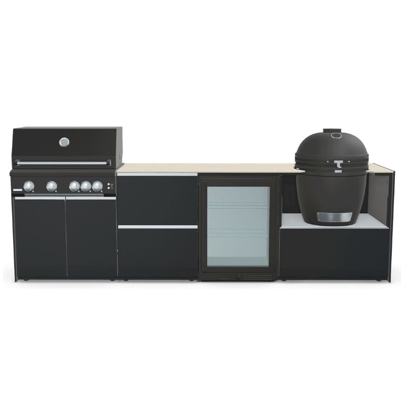 Fontana Ignes Outdoor Kitchen - 4 Burner Grill, Kamado, Storage and Fridge
