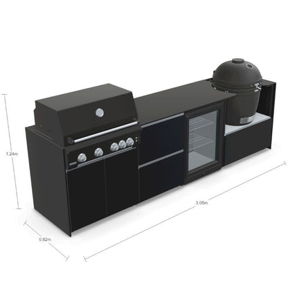 Fontana Ignes Outdoor Kitchen - 4 Burner Grill, Kamado, Storage and Fridge