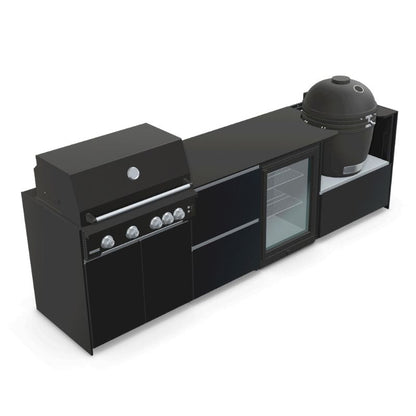 Fontana Ignes Outdoor Kitchen - 4 Burner Grill, Kamado, Storage and Fridge