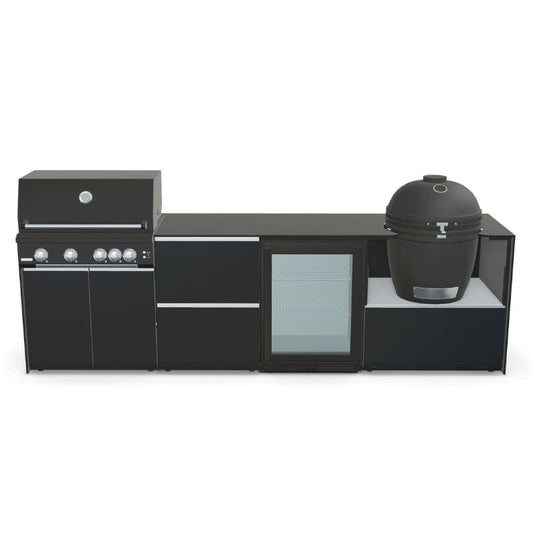 Fontana Ignes Outdoor Kitchen - 4 Burner Grill, Kamado, Storage and Fridge