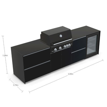 Fontana Ignes Outdoor Kitchen - 4 Burner Grill, Storage and Fridge