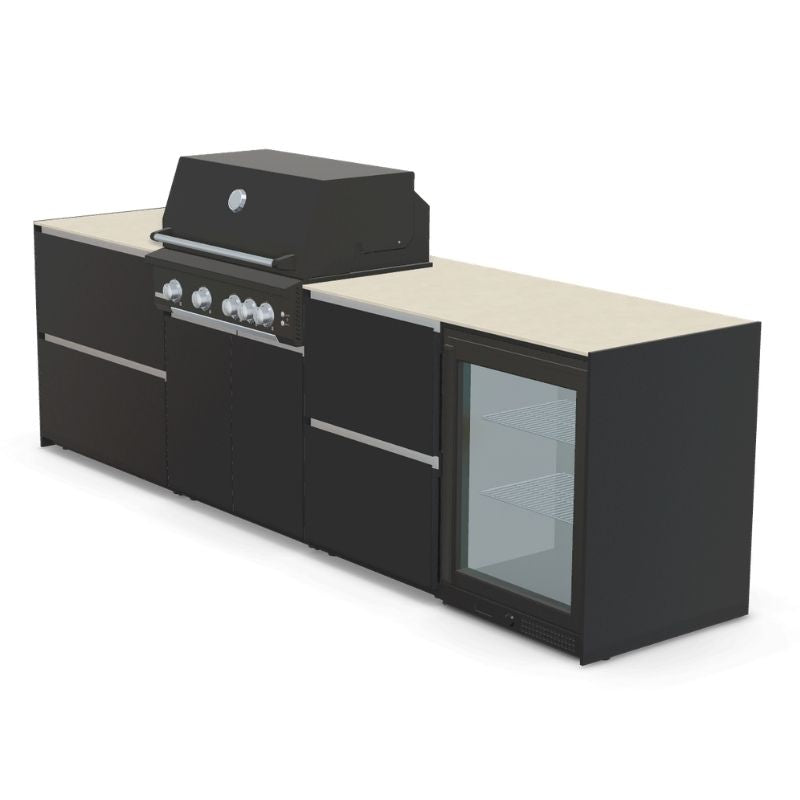 Fontana Ignes Outdoor Kitchen - 4 Burner Grill, Storage and Fridge