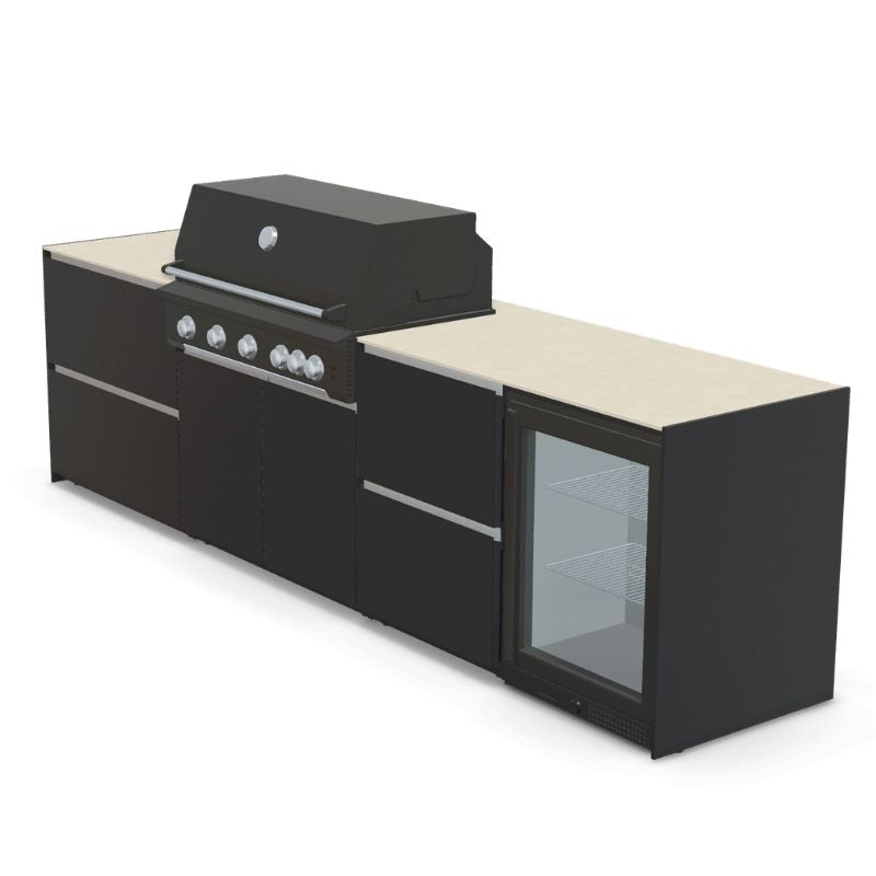 Fontana Ignes Outdoor Kitchen - 5 Burner Grill, Storage and Fridge