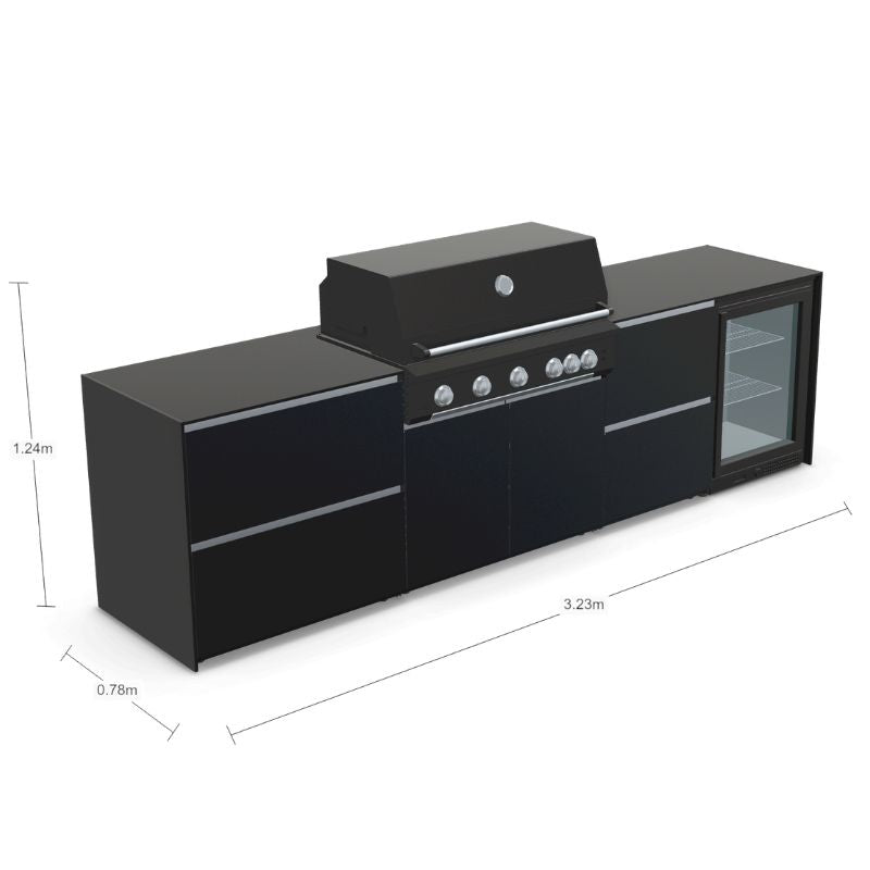 Fontana Ignes Outdoor Kitchen - 5 Burner Grill, Storage and Fridge