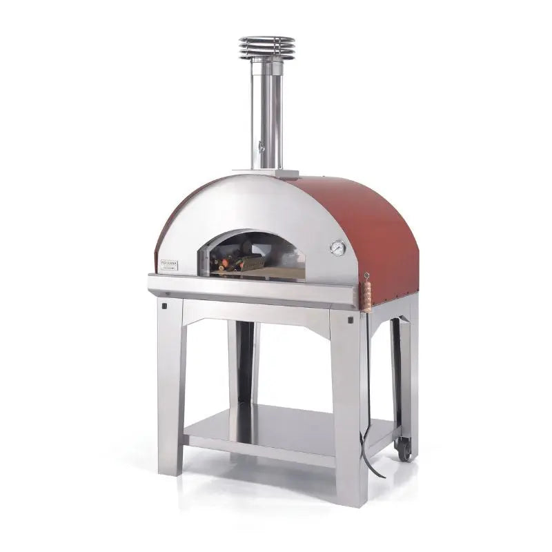 Fontana Mangiafuoco Wood Pizza Oven With Trolley Rosso  