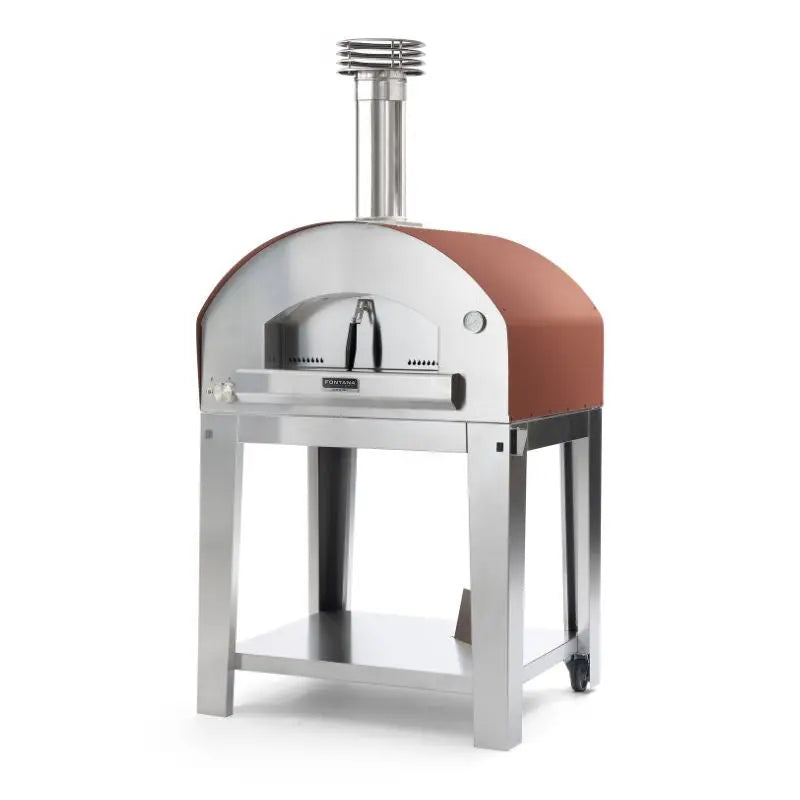 Fontana Mangiafuoco Gas-Hybrid Pizza Oven With Trolley Rosso  