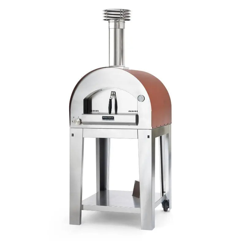 Fontana Margherita Gas-Hybrid Pizza Oven With Trolley Rosso  