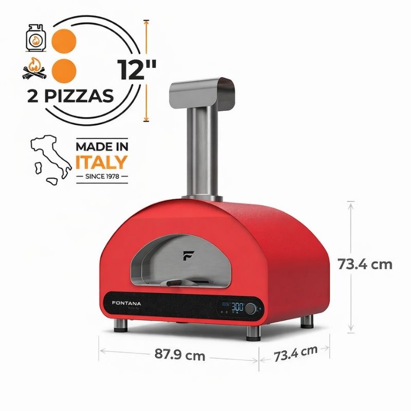 Fontana Ignes Outdoor Kitchen - 5 Burner Grill, Volta 70 Pizza Oven, Hob, Storage and Fridge