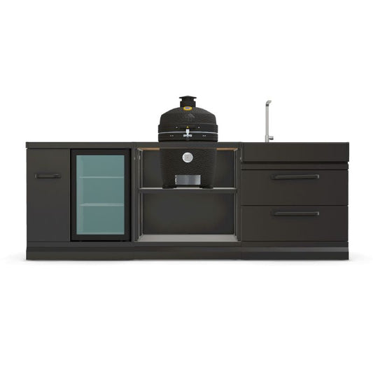 GRLLR Outdoor Kitchen - Ember Classic 18 inch Kamado, Fridge and Sink