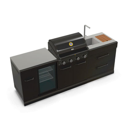 GRLLR Outdoor Kitchen 4 Burner BBQ with Fridge and Sink