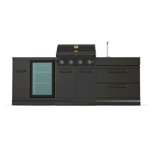 GRLLR Outdoor Kitchen 4 Burner BBQ with Fridge and Sink