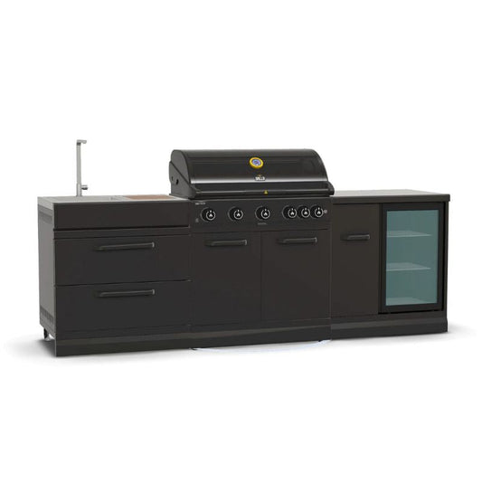 GRLLR Outdoor Kitchen 5 Burner BBQ with Fridge and Sink