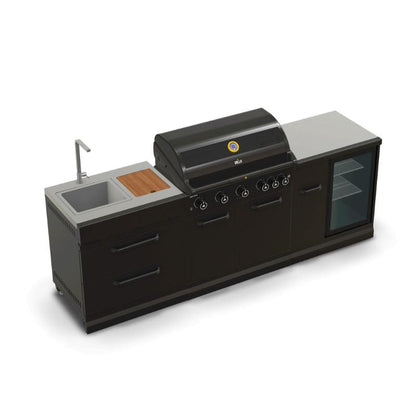 GRLLR Outdoor Kitchen 5 Burner BBQ with Fridge and Sink