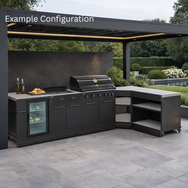 GRLLR Outdoor Kitchen - G4S 4 Burner BBQ, Fridge and Sink GRLLR