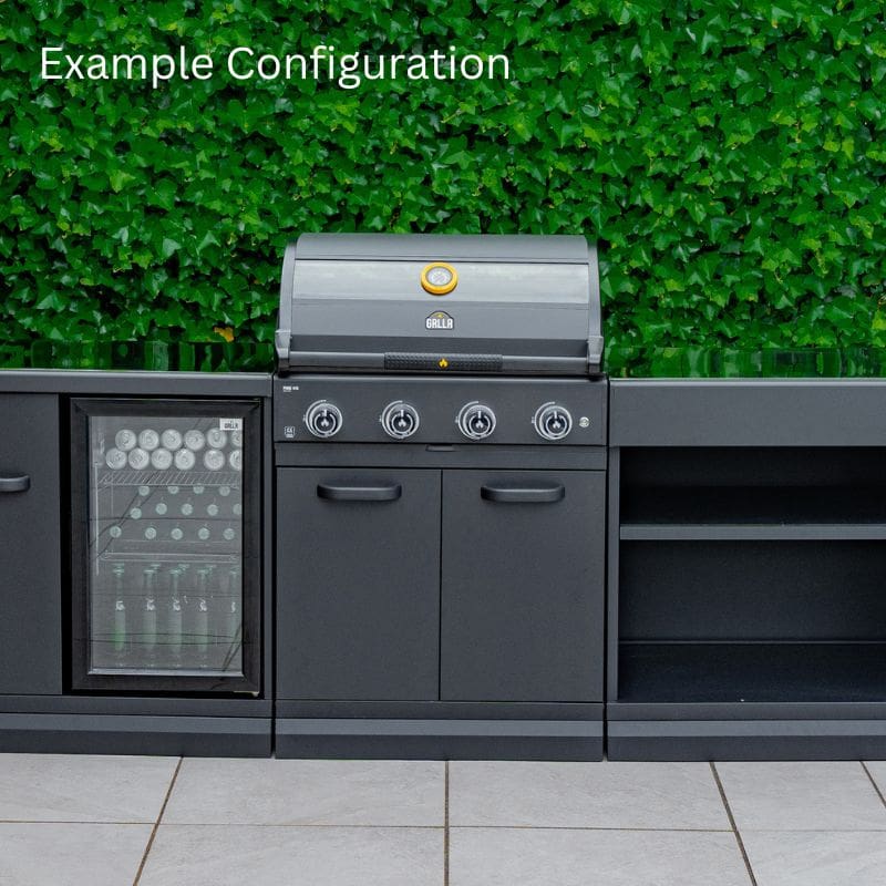 GRLLR Outdoor Kitchen - G4S 4 Burner BBQ, Fridge and Storage Unit