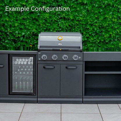 GRLLR Outdoor Kitchen - G4S 4 Burner BBQ, Fridge and Storage Unit