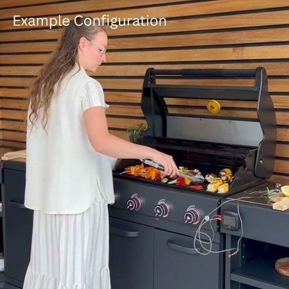 GRLLR Outdoor Kitchen - G5S 5 Burner BBQ, Stove, Sink, Fridge & Kamado Unit GRLLR