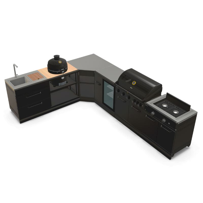 GRLLR Outdoor Kitchen - G5S 5 Burner BBQ, Stove, Sink, Fridge & Kamado Unit