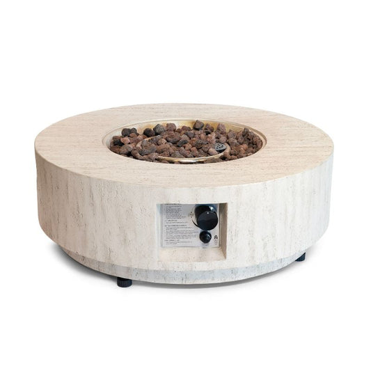 Happy Cocooning Estate Round 76 Fire Pit Gas Travertine