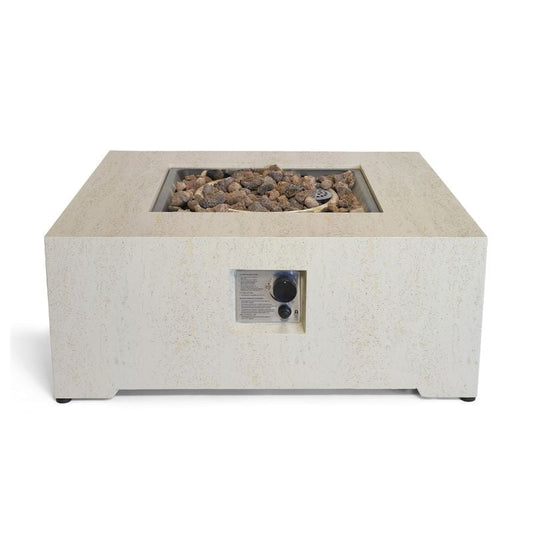 Happy Cocooning Estate Square 88 Fire Pit Gas Travertine