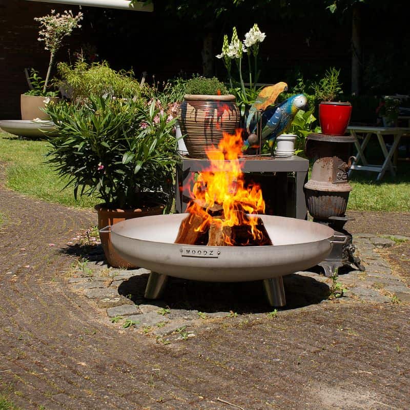 MOODZ Fire Bowl with Feet & Handle Stainless Steel MOODZ