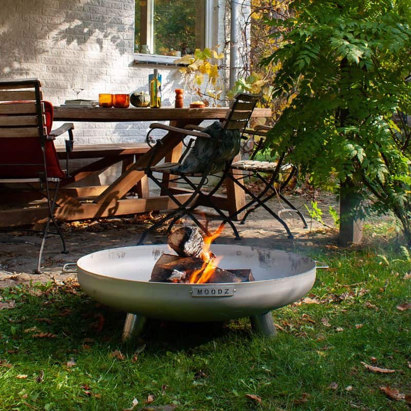MOODZ Fire Bowl with Feet & Handle Stainless Steel MOODZ
