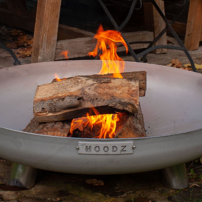 MOODZ Fire Bowl with Feet & Handle Stainless Steel MOODZ